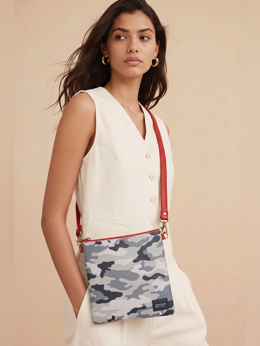 Oracle NetSuite Camouflage Crossbody Bag Red Strap
